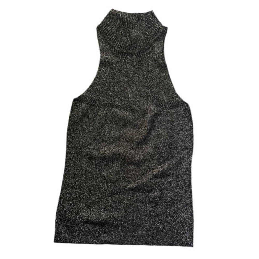 Mandee Black Silver Sleeveless Top Small New